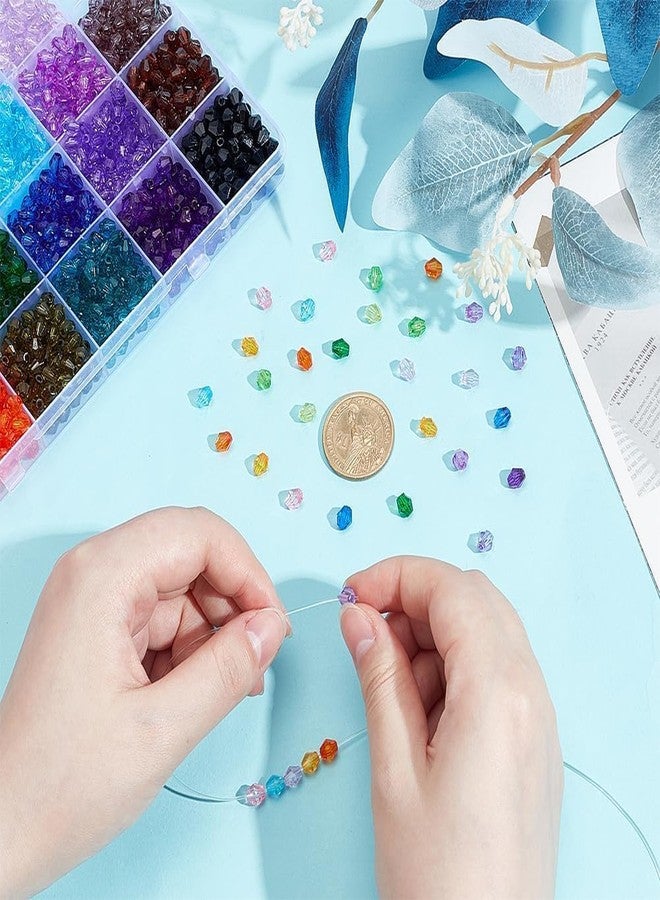 دي آي واي كرافتس خرز كريستالي للأعمال اليدوية لصنع المجوهرات، ألوان متنوعة، شكل سداسي 5.5 مم، خرز كريستالي ثنائي المخروط 6 مم، خرز زجاجي ثنائي المخروط صغير متعدد الأوجه لصنع الأساور والقلائد والأقراط (2000) - Image 3